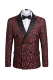 Black 2 Piece Double Breasted Peak Lapel Jacquard Men's Wedding Suits