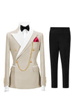 Champagne Peak Lapel 2 Piece Double Breasted Men's Prom Suits