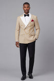 Champagne Peak Lapel 2 Piece Double Breasted Men's Prom Suits