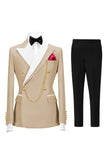 Champagne Peak Lapel 2 Piece Double Breasted Men's Prom Suits