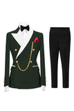 Champagne Peak Lapel 2 Piece Double Breasted Men's Prom Suits