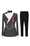 Champagne Peak Lapel 2 Piece Double Breasted Men's Prom Suits