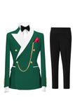 Champagne Peak Lapel 2 Piece Double Breasted Men's Prom Suits