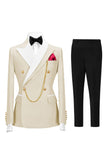 Champagne Peak Lapel 2 Piece Double Breasted Men's Prom Suits