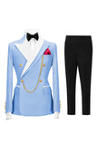 Champagne Peak Lapel 2 Piece Double Breasted Men's Prom Suits