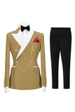 Champagne Peak Lapel 2 Piece Double Breasted Men's Prom Suits