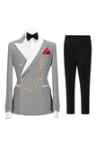 Champagne Peak Lapel 2 Piece Double Breasted Men's Prom Suits