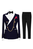 Champagne Peak Lapel 2 Piece Double Breasted Men's Prom Suits