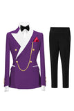 Champagne Peak Lapel 2 Piece Double Breasted Men's Prom Suits
