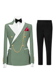 Champagne Peak Lapel 2 Piece Double Breasted Men's Prom Suits