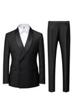 Light Blue Shawl Lapel 2 Piece Double Breasted Men's Prom Suits