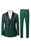 Light Blue Shawl Lapel 2 Piece Double Breasted Men's Prom Suits