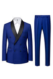 Light Blue Shawl Lapel 2 Piece Double Breasted Men's Prom Suits