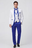 Royal Blue 3 Piece One Button Men's Suits