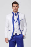 Royal Blue 3 Piece One Button Men's Suits