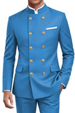 Navy 2 Piece Double Breasted Slim Fit Men Suits