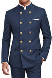 Navy 2 Piece Double Breasted Slim Fit Men Suits