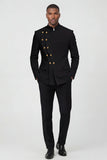 2 Piece Black Double Breasted Men's Prom Suits