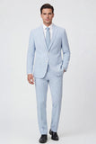 Light Blue 2 Piece Notch Lapel Single Breasted Men's Wedding Suits