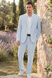 Light Blue 2 Piece Notch Lapel Single Breasted Men's Wedding Suits