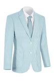 Notch Lapel Light Blue Stripe Single Breasted Men's Jacket