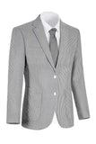 Notch Lapel Light Blue Stripe Single Breasted Men's Jacket