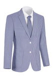 Notch Lapel Light Blue Stripe Single Breasted Men's Jacket