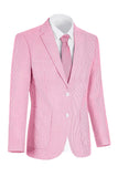 Notch Lapel Light Blue Stripe Single Breasted Men's Jacket