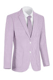 Notch Lapel Light Blue Stripe Single Breasted Men's Jacket