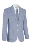 Notch Lapel Light Blue Stripe Single Breasted Men's Jacket