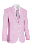 Notch Lapel Light Blue Stripe Single Breasted Men's Jacket