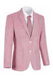 Notch Lapel Light Blue Stripe Single Breasted Men's Jacket