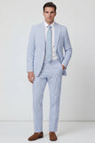 Peak Lapel Light Blue 2 Piece Single Breasted Men's Business Suits