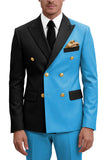 2 Piece Peak Lapel Double Breasted Purple Men's Prom Suits