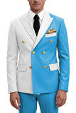 Purple Double Breasted 2 Piece Peak Lapel Men's Prom Suits