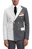 Purple Double Breasted 2 Piece Peak Lapel Men's Prom Suits
