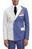 Purple Double Breasted 2 Piece Peak Lapel Men's Prom Suits