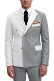 Purple Double Breasted 2 Piece Peak Lapel Men's Prom Suits