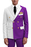Purple Double Breasted 2 Piece Peak Lapel Men's Prom Suits