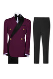 Sage Green 2 Piece Notched Lapel Double Breasted Men's Prom Suits