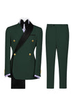 Sage Green 2 Piece Notched Lapel Double Breasted Men's Prom Suits