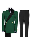 Sage Green 2 Piece Notched Lapel Double Breasted Men's Prom Suits