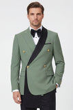Sage Green 2 Piece Notched Lapel Double Breasted Men's Prom Suits