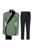 Sage Green 2 Piece Notched Lapel Double Breasted Men's Prom Suits