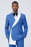 Blue 2 Piece Double Breasted Slim Fit Men's Prom Suits