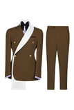 Blue 2 Piece Double Breasted Slim Fit Men's Prom Suits