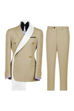 Blue 2 Piece Double Breasted Slim Fit Men's Prom Suits
