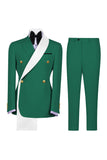 Blue 2 Piece Double Breasted Slim Fit Men's Prom Suits