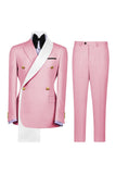 Blue 2 Piece Double Breasted Slim Fit Men's Prom Suits