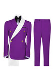 Blue 2 Piece Double Breasted Slim Fit Men's Prom Suits